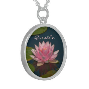 "BREATHE -PINK LOTUS BLOSSOM" (PHOTOG.) STERLING SILVER NECKLACE
