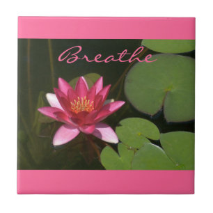 "Breathe" Pink Lotus Blossom Tle Ceramic Tile