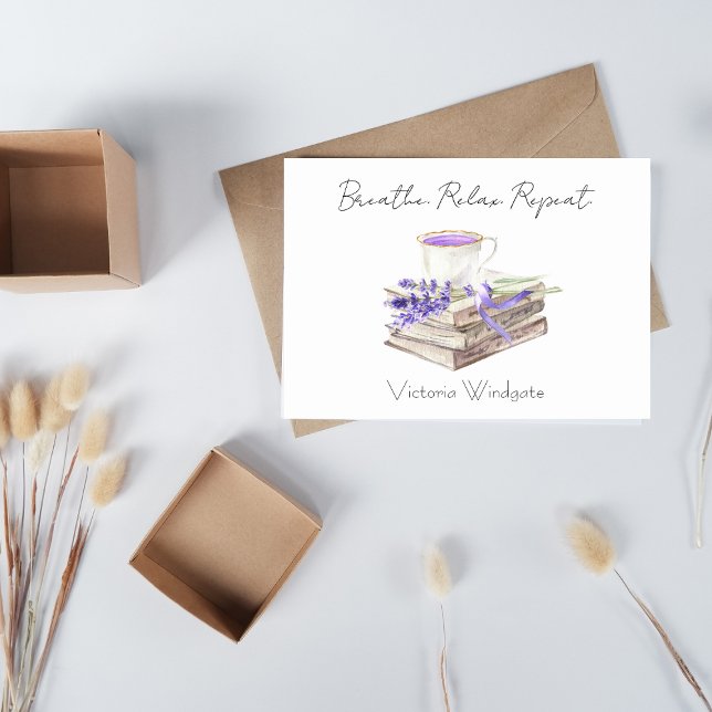 Breathe Relax Repeat Personalized Lavender  Note Card (Creator Uploaded)