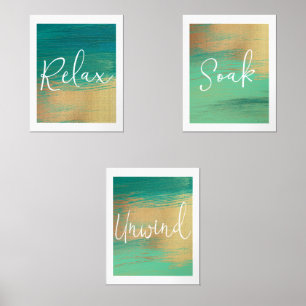 Breathe Relax Soak Bathroom Wall Art Sets