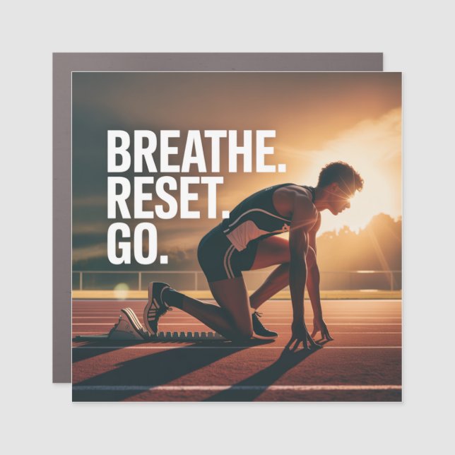 Breathe. Reset. Go. Car Magnet (Front)
