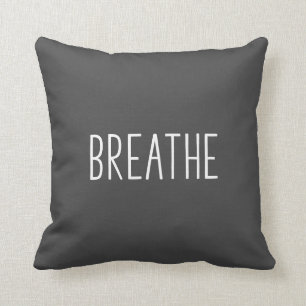 Breathe Simple Motivational Quote Boho Gray Throw Pillow
