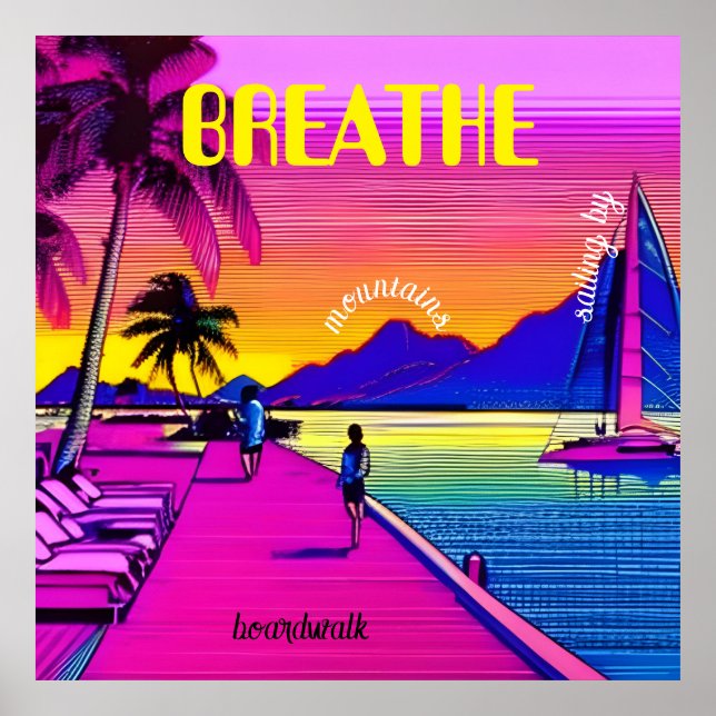 BREATHE - Sunset waterside scene. Editable. Poster (Front)