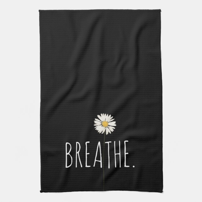 Breathe Text and Daisy Kitchen Towel (Vertical)