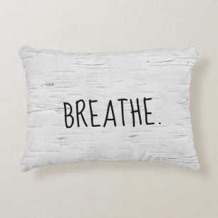 BREATHE Text On Birch Tree Accent Pillow