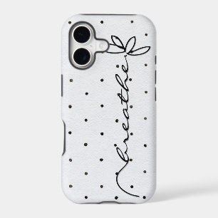 Breathe Text With a Doodle Daisy On Dots iPhone 17 Case