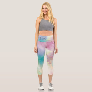 “Breathe” Watercolor Yoga Leggings