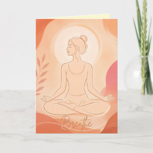 Breathe Woman Meditating Soft Warm Colors Blank Card