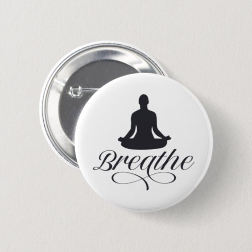 Breathe Yoga Pose Silhouette Button