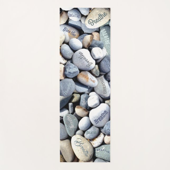 Breathe Zen Pebbles Colorful Natural Beach Stones Yoga Mat (Front)