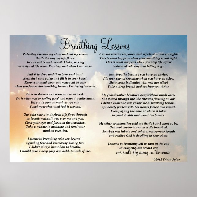 Breathing Lessons ©2012  by Trinka Polite (poster) Poster (Front)