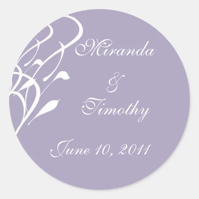 Breathless Dusty Lavendar Wedding Seals/Stickers Classic Round Sticker Zazzle