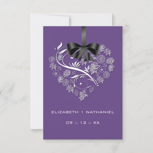 Breathless Heart RSVP Card - plum