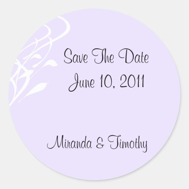 Breathless/Lightly Lavendar Save The Date Seals (Front)