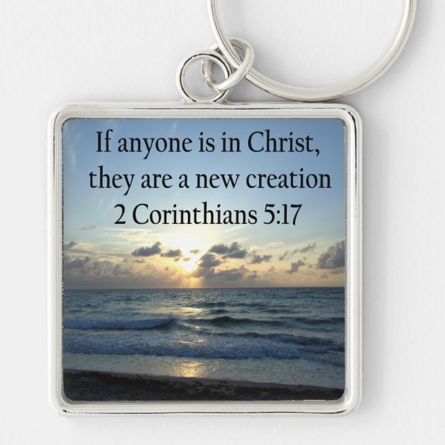 BREATHTAKING 2 CORINTHIANS 5:17 OCEAN SUNRISE KEYCHAIN (Front)