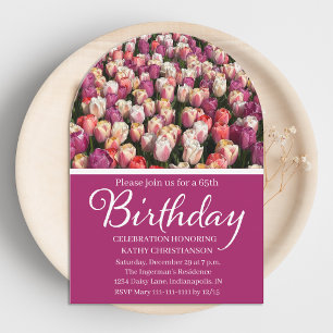 Breathtaking 65th Birthday Party Tulip Field Invitation