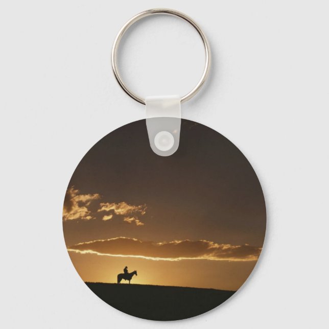 Breathtaking Cowboy Sunset Keychain (Front)