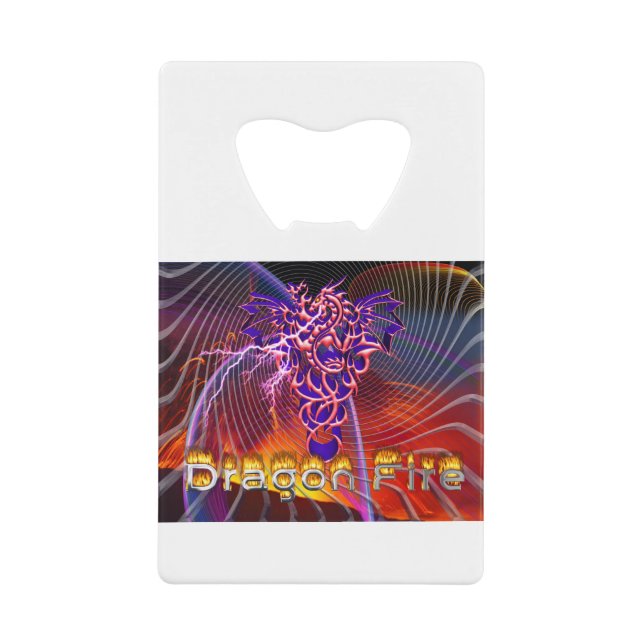 Breathtaking Dragon Fire Design Credit Card Bottle Opener (Front)
