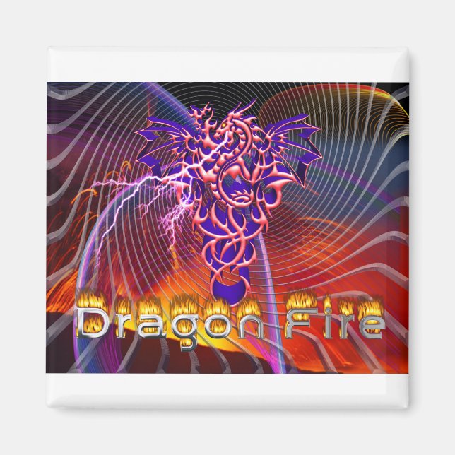 Breathtaking Dragon Fire Design Magnet (Front)