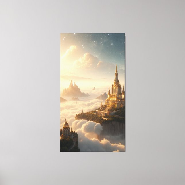 breathtaking fantasy city floating above the cloud canvas print (Front)