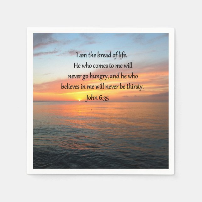 BREATHTAKING JOHN 6:35 SUNRISE DESIGN NAPKINS (Front)