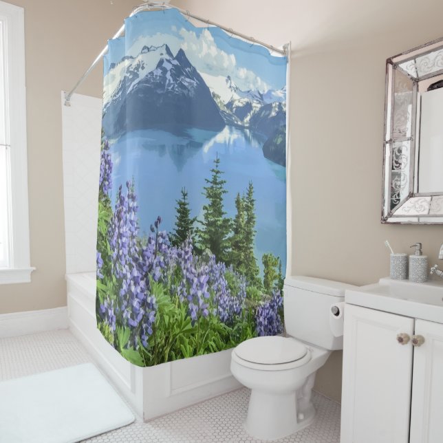 Breathtaking Lake Scenery Artwork | Shower Curtain (In Situ)