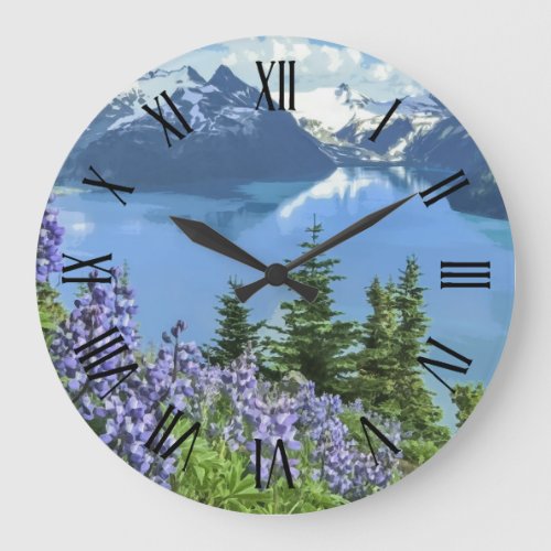 Breathtaking Lake Scenery Artwork  Wall Clock