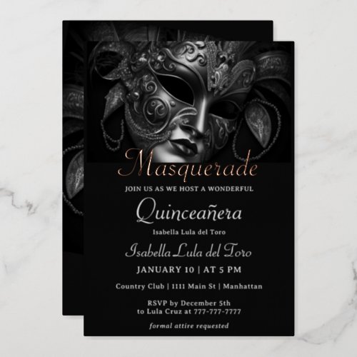 Breathtaking Masquerade Birthday Foil Invitation