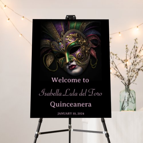 Breathtaking Masquerade Quinceanera Welcome Foam Board