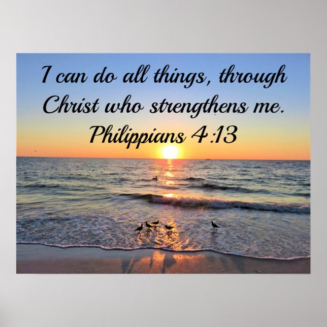 BREATHTAKING PHILIPPIANS 4:13 OCEAN SUNRISE POSTER (Front)