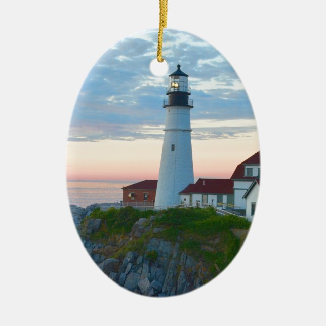 Breathtaking Portland Lighthouse Ceramic Ornament (Front)