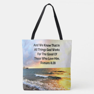 BREATHTAKING ROMANS 8:28 SCRIPTURE PHOTO TOTE BAG