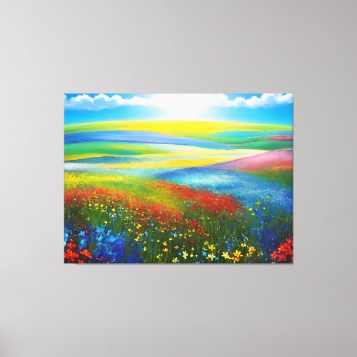 Breathtaking Spring Meadow Colorful Chic Landscape Canvas Print