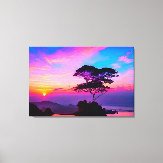 Breathtaking Sunset Landscape Wrapped Canvas Print (Front)