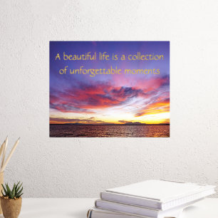 Breathtaking sunset over the sea - quote foil prints
