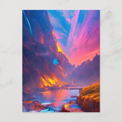 Breathtaking Sunset Palette at a Secluded Lake Postcard