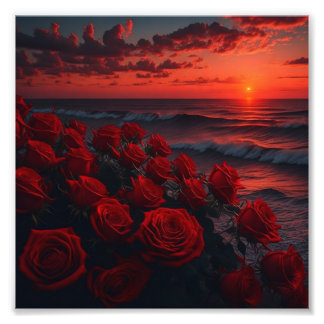 Breathtaking Sunset Red Roses - Stunning 4K Photo Print