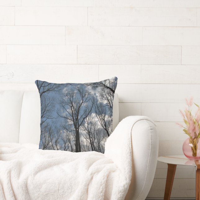 Breathtaking Tulip Poplar Trees Cloudy Sky Throw Pillow (Couch)