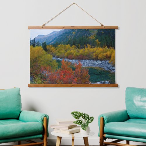 Breathtaking View of Fall and Towering Mountain  Hanging Tapestry