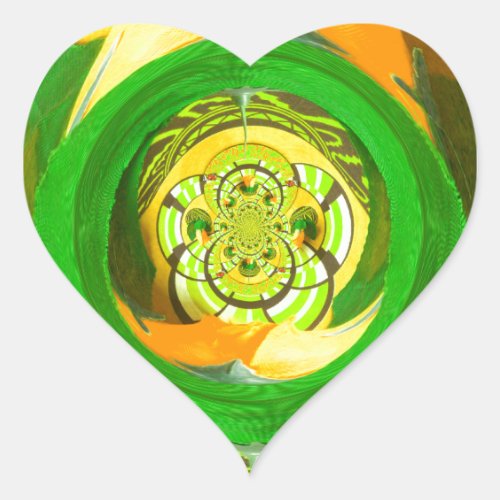 Breathtaking Yellow Rose Kaleidoscope Art Design Heart Sticker