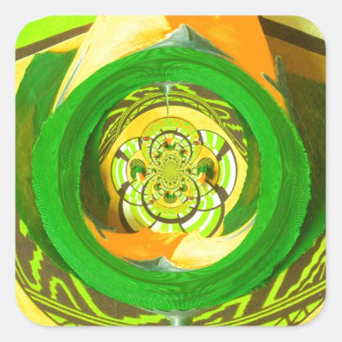 Breathtaking Yellow Rose Kaleidoscope Art Design Square Sticker