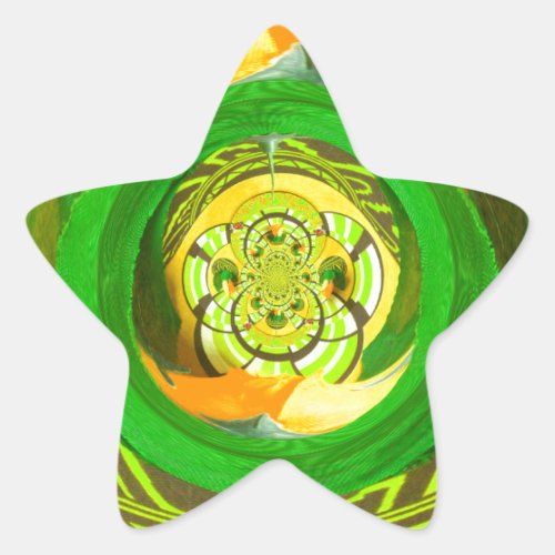 Breathtaking Yellow Rose Kaleidoscope Art Design Star Sticker