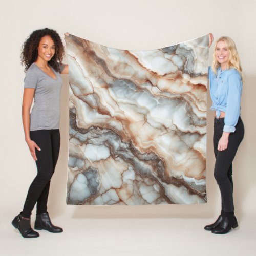 Breccia Marble Elegance Earthy and Natural Tones Fleece Blanket
