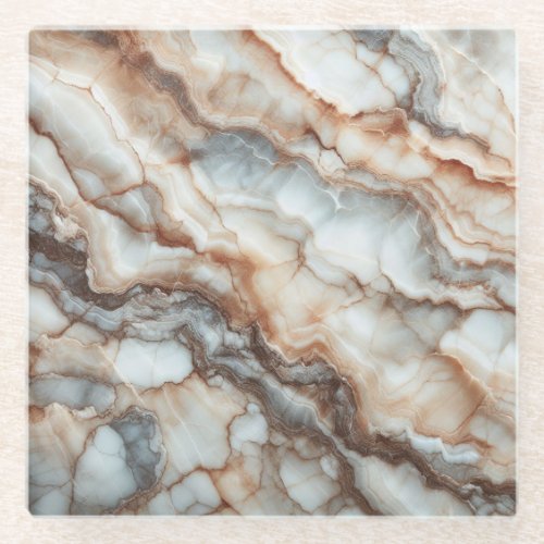 Breccia Marble Elegance Earthy and Natural Tones Glass Coaster