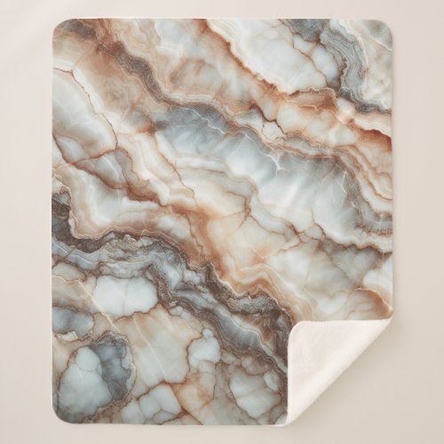 Breccia Marble Elegance Earthy and Natural Tones Sherpa Blanket
