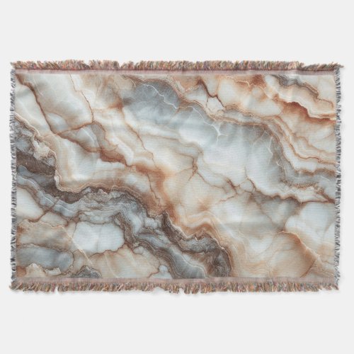 Breccia Marble Elegance Earthy and Natural Tones Throw Blanket