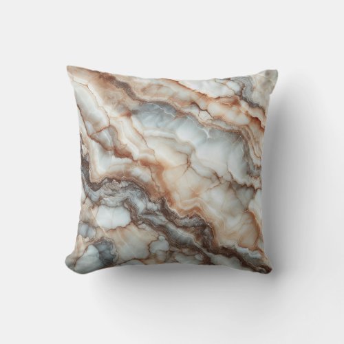 Breccia Marble Elegance Earthy and Natural Tones Throw Pillow