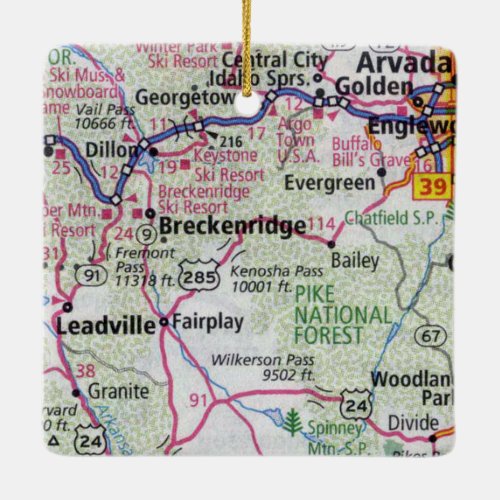 Breckenridge CO and Leadville Ceramic Ornament