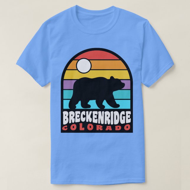 Breckenridge Colorado Bear Badge Retro Sunset T-Shirt (Design Front)