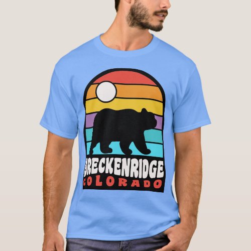 Breckenridge Colorado Bear Badge Retro Sunset T_Shirt